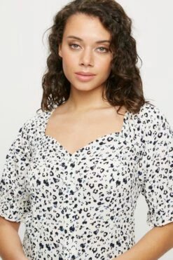 Dorothy Perkins Ivory Animal Print Tie Back Top