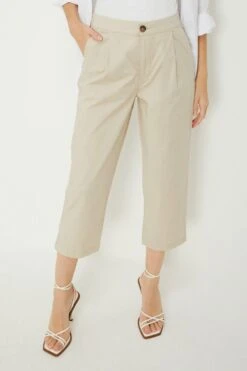 Dorothy Perkins Stone Poplin Crop Trousers -Clozurely Sales Store aqq03570 stone xl 3