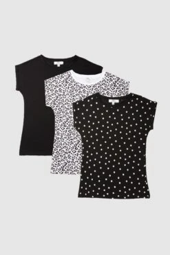 Dorothy Perkins Tall 3 Pack Cotton Roll Sleeve T-Shirt -Clozurely Sales Store bqq03006 multi xl 4