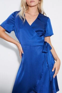Dorothy Perkins Petite Cobalt Tie Front Shirt Mini Dress -Clozurely Sales Store bqq05061 cobalt xl 3