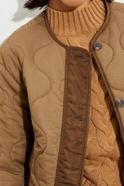 Dorothy Perkins Tall Collarless Contrast Quilted Jacket -Clozurely Sales Store bqq05297 chocolate xl 3