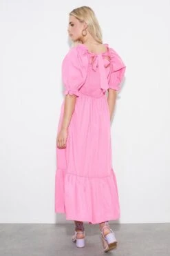 Dorothy Perkins Petite Premium Tie Back Poplin Midi Dress -Clozurely Sales Store bqq06164 pink xl 2