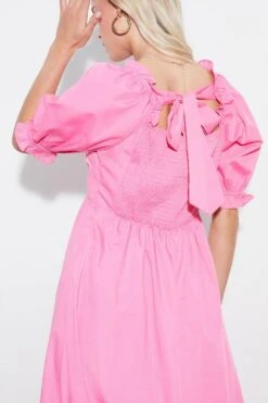 Dorothy Perkins Petite Premium Tie Back Poplin Midi Dress -Clozurely Sales Store bqq06164 pink xl 3