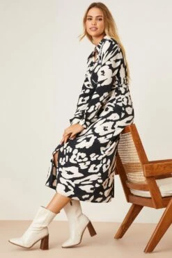 Dorothy Perkins Mono Print Midi Shirt Dress