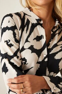 Dorothy Perkins Mono Print Midi Shirt Dress -Clozurely Sales Store bqq07115 mono xl 3