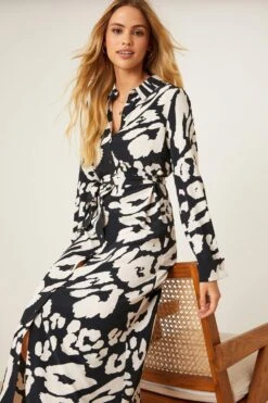 Dorothy Perkins Mono Print Midi Shirt Dress -Clozurely Sales Store bqq07115 mono xl 4