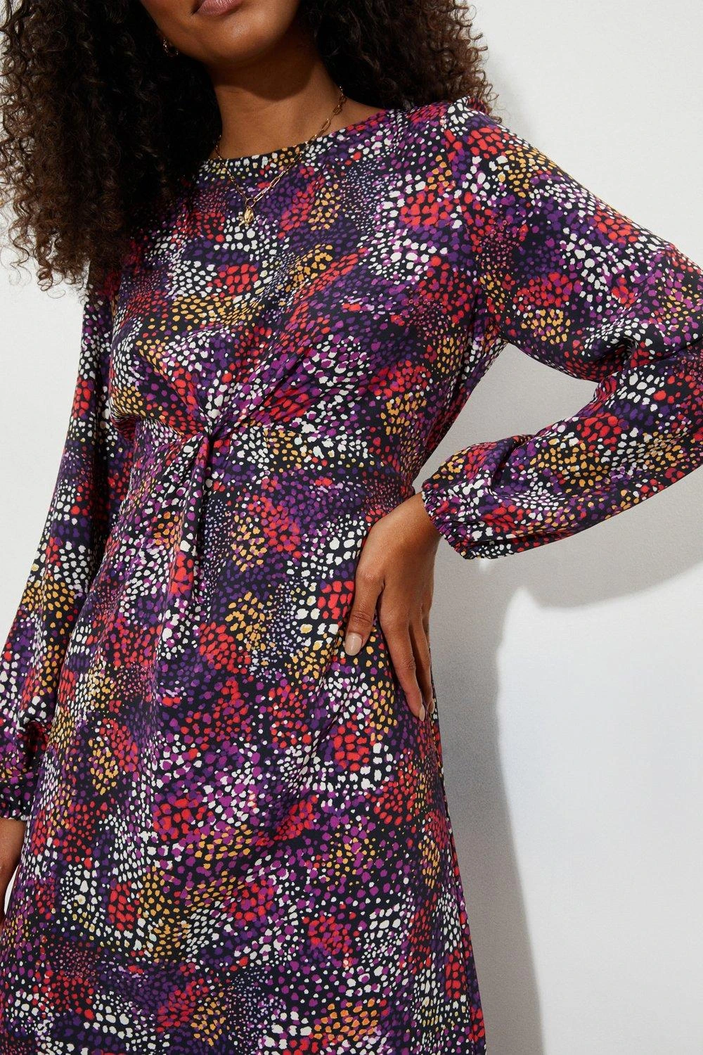 Dorothy Perkins Multi Spot Twist Front Midi Dress 4 Dorothy Perkins Multi Spot Twist Front Midi Dress - Image 4