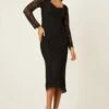 Dorothy Perkins Petite Black Lace Midi Dress