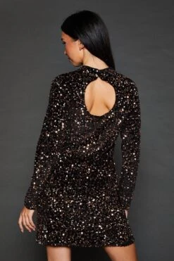 Dorothy Perkins Gold Velvet Sequin Mini Dress -Clozurely Sales Store bqq07597 gold xl 2