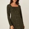 Dorothy Perkins Petite Animal Jacquard Square Neck Mini Dress