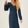 Dorothy Perkins Blue Spot V Neck Midi Dress