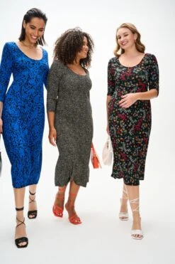 Dorothy Perkins Mono Spot Long Sleeve Midi Dress With Pockets -Clozurely Sales Store bqq07883 mono xl 6