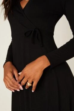Dorothy Perkins Black Wrap Midi Dress -Clozurely Sales Store bqq07983 black xl 3