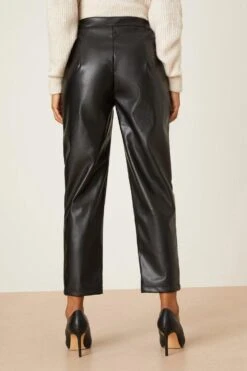 Dorothy Perkins Faux Leather Ankle Grazer Trouser -Clozurely Sales Store bqq08200 black xl 2
