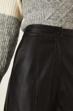 Dorothy Perkins Faux Leather Wide Leg Trouser -Clozurely Sales Store bqq08201 black xl 3