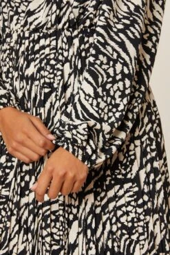 Dorothy Perkins Petite Mono Animal Pleated Wrap Midi Dress -Clozurely Sales Store bqq08212 mono xl 4