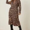 Dorothy Perkins Curve Animal Keyhole Midi Dress