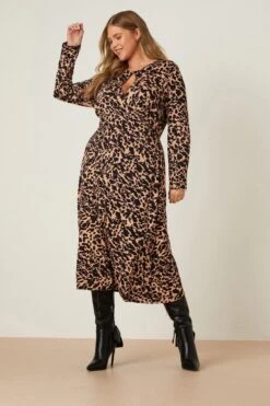 Dorothy Perkins Curve Animal Keyhole Midi Dress