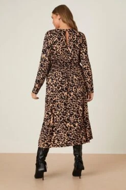 Dorothy Perkins Curve Animal Keyhole Midi Dress -Clozurely Sales Store bqq08285 black xl 2
