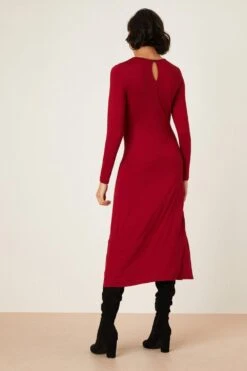 Dorothy Perkins Keyhole Twist Front Midi Dress -Clozurely Sales Store bqq08343 dark20red xl 2
