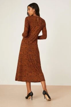 Dorothy Perkins Animal Print Keyhole Twist Front Midi Dress -Clozurely Sales Store bqq08344 animal xl 2