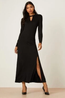 Dorothy Perkins Black Keyhole Midi Dress