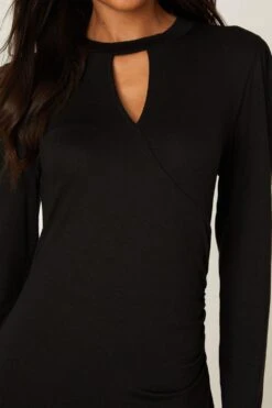 Dorothy Perkins Black Keyhole Midi Dress -Clozurely Sales Store bqq08351 black xl 3