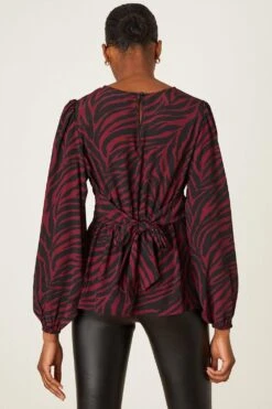 Dorothy Perkins Tall Berry Zebra Tea Blouse 6 Dorothy Perkins Tall Berry Zebra Tea Blouse -Clozurely Sales Store bqq08360 berry xl 2