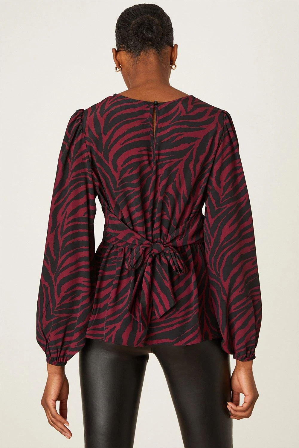 Dorothy Perkins Tall Berry Zebra Tea Blouse 3 Dorothy Perkins Tall Berry Zebra Tea Blouse - Image 3