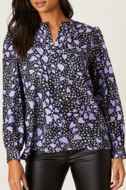 Dorothy Perkins Purple Heart Long Sleeve Overhead Shirt -Clozurely Sales Store bqq08544 black xl 3