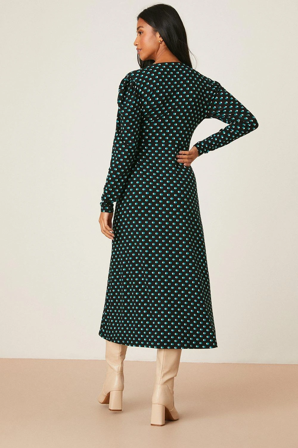 Dorothy Perkins Petite Spot Tie Waist Midi Dress 3 Dorothy Perkins Petite Spot Tie Waist Midi Dress - Image 3