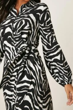 Dorothy Perkins Mono Zebra Print Tie Midi Shirt Dress -Clozurely Sales Store bqq08577 mono xl 4