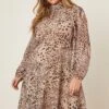 Dorothy Perkins Curve Leopard Chiffon Keyhole Midi Dress