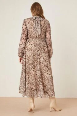 Dorothy Perkins Curve Leopard Chiffon Keyhole Midi Dress -Clozurely Sales Store bqq08641 animal xl 2
