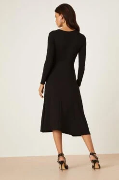 Dorothy Perkins Petite Black Long Sleeve Wrap Midi Dress -Clozurely Sales Store bqq08696 black xl 2