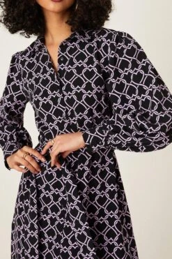 Dorothy Perkins Purple Heart Print Midi Shirt Dress -Clozurely Sales Store bqq08728 purple xl 3