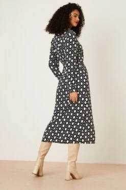 Dorothy Perkins Mono Geo Midi Shirt Dress -Clozurely Sales Store bqq08732 mono xl 2