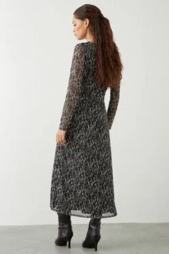 Dorothy Perkins Petite Mono Mesh Ruched Midi Dress 7 Dorothy Perkins Petite Mono Mesh Ruched Midi Dress -Clozurely Sales Store bqq08807 mono xl 2