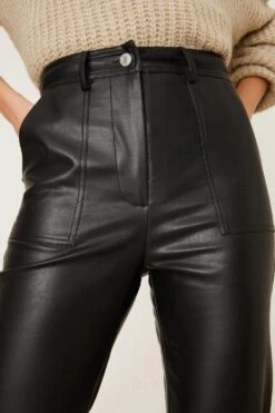 Dorothy Perkins Faux Leather Panel Detail Trouser -Clozurely Sales Store bqq08836 black xl 3