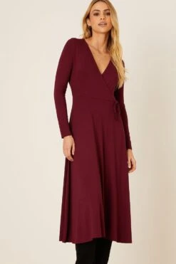 Dorothy Perkins Berry Wrap Midi Dress -Clozurely Sales Store bqq08932 berry xl 4