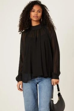 Dorothy Perkins Black Chiffon Tie Back Blouse