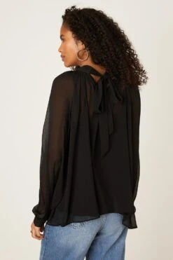 Dorothy Perkins Black Chiffon Tie Back Blouse -Clozurely Sales Store bqq08947 black xl 2