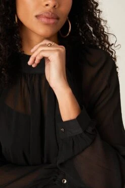 Dorothy Perkins Black Chiffon Tie Back Blouse -Clozurely Sales Store bqq08947 black xl 3