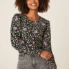 Dorothy Perkins Ditsy Shirred Cuff Long Sleeve Top
