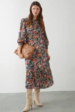 Dorothy Perkins Multi Floral Tie Back Midi Dress