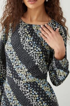 Dorothy Perkins Tall Ditsy Stripe Floral Ruffle Tie Back Midi Dress -Clozurely Sales Store bqq09022 multi xl 3