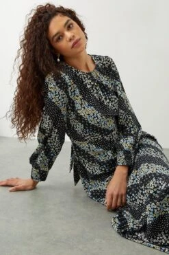Dorothy Perkins Tall Ditsy Stripe Floral Ruffle Tie Back Midi Dress -Clozurely Sales Store bqq09022 multi xl 4
