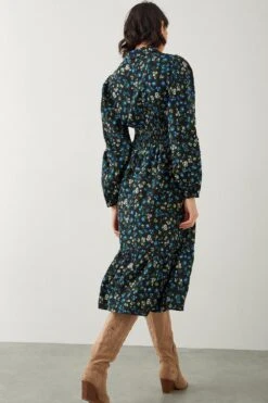 Dorothy Perkins Ditsy Floral Shirred Waist Midi Shirt Dress 7 Dorothy Perkins Ditsy Floral Shirred Waist Midi Shirt Dress -Clozurely Sales Store bqq09028 black xl 2