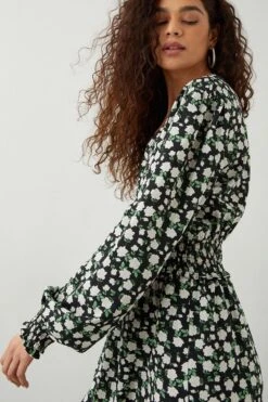 Dorothy Perkins Tall Mono Ditsy Shirred Waist Midi Dress -Clozurely Sales Store bqq09143 mono xl 4