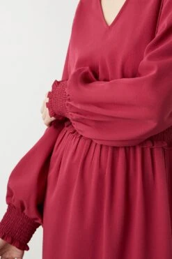 Dorothy Perkins Berry Shirred Waist Midi Dress -Clozurely Sales Store bqq09155 berry xl 3